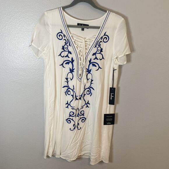 Lulus down in Kokomo embroidered tunic style dress size medium new with tags - Picture 3 of 7